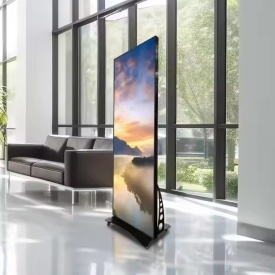 Totem 200x50cm LED RGB P5, Reclama vitrina stradala cu redare video logo imagine - Img 2