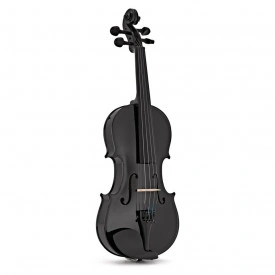Vioara acustica neagra 4/4 incepator + 4 corzi metalice rezerva + Arcus + Toc + Sacaz - Img 4