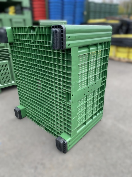 Boxpalet perforat cu patru picioare, 1200 mm x 1000 mm x 785 mm, Verde - Img 3