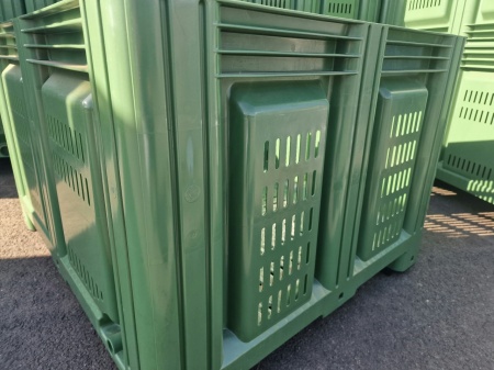 Boxpalet perforat cu patru picioare, 1200 mm x 1000 mm x 785 mm, Verde - Img 2