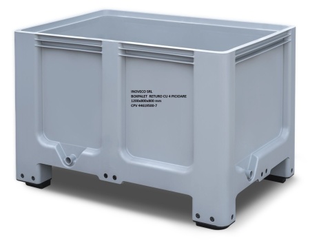 Boxpalet cu patru picioare RETURO, 1200 mm x 800 mm x 800 mm, Gri - Img 4
