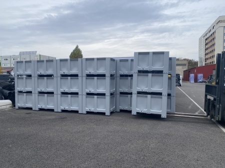 Boxpalet cu patru picioare RETURO, 1200 mm x 800 mm x 800 mm, Gri - Img 3