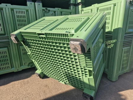 Boxpalet perforat cu patru picioare, 1200 mm x 1000 mm x 785 mm, Verde - Img 5