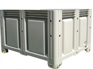 Boxpalet inchis cu patru picioare, 1200 mm x 1000 mm x 760 mm, Gri