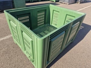 Boxpalet perforat cu patru picioare, 1200 mm x 1000 mm x 785 mm, Verde - Img 3