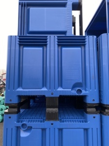 Boxpalet inchis cu trei traverse, 1200 mm x 1000 mm x 760 mm, Albastru - Img 2