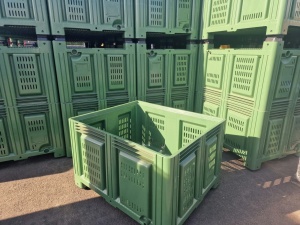 Boxpalet perforat cu patru picioare, 1200 mm x 1000 mm x 785 mm, Verde - Img 4