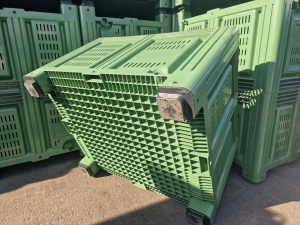 Boxpalet perforat cu patru picioare, 1200 mm x 1000 mm x 785 mm, Verde - Img 5