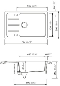 Schock Formhaus D-100LS crni Onyx – granitni sudoper 78x50 cm - Img 2