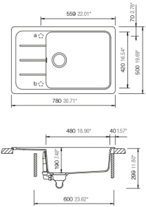 Schock Formhaus D-100LS Sabbia bež granitni sudoper 78x50 cm - Img 2