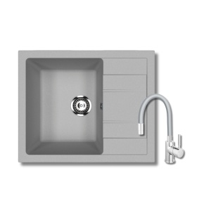 Granitni sudoper Ulgran U607 sivi + Flexy slavina siva