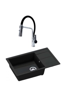 Granitni sudoper VALTERRA ines u kombinaciji sa ANDRA tuš slavinom inox/black