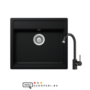 SET: Granitni sudoper Schock NEMO N-100 boja Nero crna mat i lučna slavina