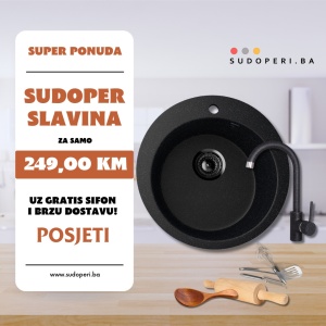 SUPER PONUDA: Sudoper Gala i Slavina CRNA BOJA