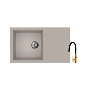 Granitni sudoper Ulgran U507 boja bež + Flexy slavina boja crno zlatna