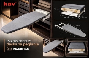 Izvlačna sklopiva daska za peglanje za ugradnju u ormar KAV - Img 3
