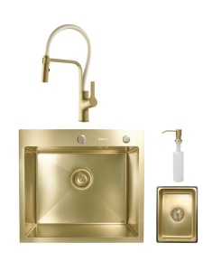 SET: Čelični sudoper VALTERRA GOLD + ANDRA zlato/bijela SLAVINA