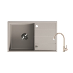 Set Valterra Lyon 78x48 bež granitni sudoper i bež lučna slavina