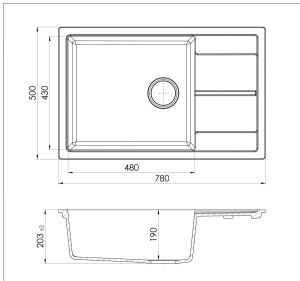 Granitni sudoper Evelina U602 boja granit crna 77x50x20cm - Img 4