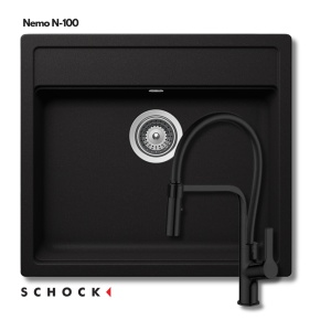 Granitni sudoper Schock NEMO N-100 boja Nero crna mat + tuš slavina Andra full black