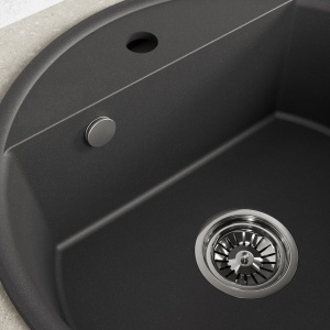 Okrugli granitni sudoper Valterra Mina fi510mm boja crna mat - Img 3