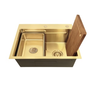 SET: Čelični sudoper VALTERRA GOLD 60x50x23 cm + ANDRA zlato/bijela SLAVINA - Img 2