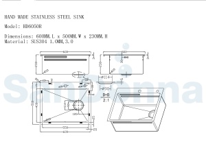 Čelični sudoper KAV 600x460x230mm boja GRAFITNO CRNA - Img 4