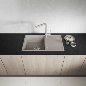 Set Valterra Lyon 78x48 bež granitni sudoper i Adell Inova II bež slavina - Img 4