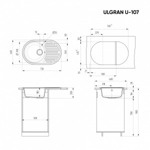 Granitni sudoper Ulgran U107 boja crna sa tačkicama - Img 2