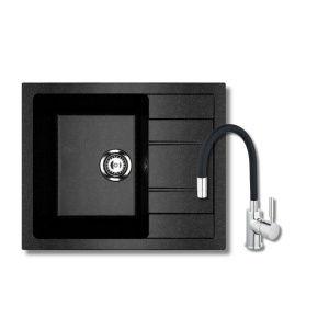 Granitni sudoper Ulgran U607 + Flexy slavina crna
