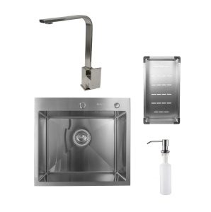 SET: Čelični sudoper VALTERRA inox slavina NERA
