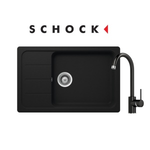 SET Granitni sudoper SCHOCK FORMHAUS D-100LS boja Nero crna mat I lučna crna slavina