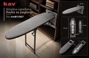 Sklopiva daska za peglanje za ugradnju u ormar, s nogom KAV