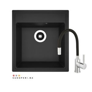 Granitni sudoper Tivoli 420 boja crna + Flexy slavina