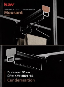 Izvlačna šipka za vješalice za ormar, montaža odozgo, za element 50 cm - Img 2