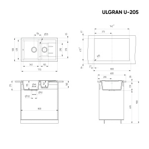 Granitni sudoper Ulgran U205 boja crna granit - Img 2