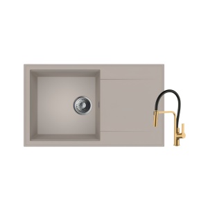 Granitni sudoper Ulgran U507 boja bež + Andra tuš slavina Gold Black