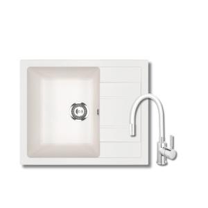 Granitni sudoper Ulgran U607 bijela + Flexy slavina bijela
