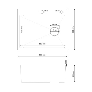 SET: Čelični sudoper VALTERRA GOLD 60x50x23 cm + ANDRA zlato/crna SLAVINA - Img 3