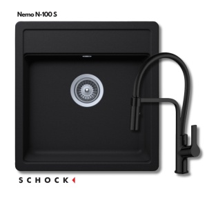 Set Sudoper Schock Nemo N-100S Nero + Valterra Andra Total Black tuš slavina