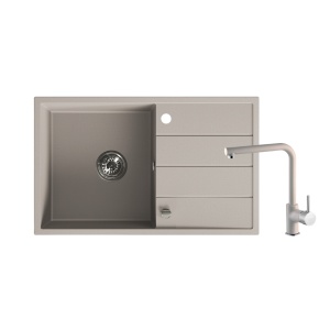 Set Valterra Lyon 78x48 bež granitni sudoper i Adell Inova II bež slavina
