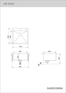 Čelični sudoper VALTERRA 40x50 boja inox - Img 2