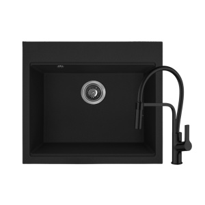Granitni sudoper Ulgran U104 crni + Tuš slavina ANDRA Full Black