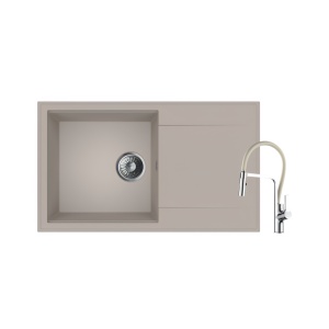 Granitni sudoper Ulgran U507 boja bež + Andra tuš slavina inox bež