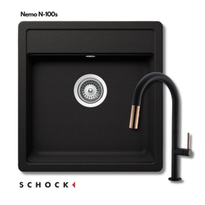 Set Sudoper Schock Nemo N-100S Nero + Charlotta crna/rose gold tuš slavina