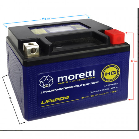 Baterie LiFePO4 MORETTI MFPX7A, 12V-6Ah (76,8 Wh)