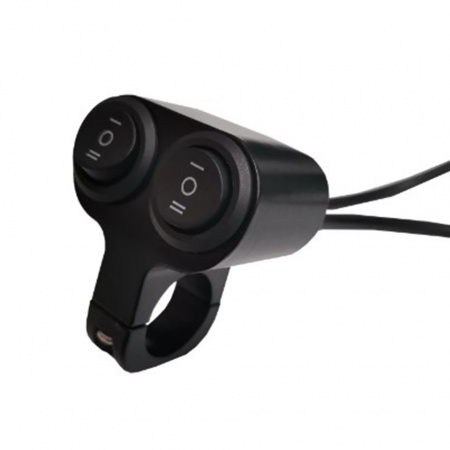 Intrerupator ghidon moto cu 2 butoane on/off cu 3 pozitii (0,I,II), culoare neagra