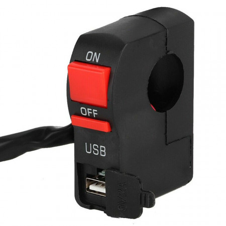 Intrerupator cu buton on-off moto tip Kill Switch cu priza USB