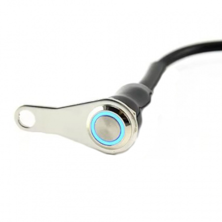 Intrerupator moto/ATV cu 1 buton push on/off, din aluminiu, prindere la oglinda