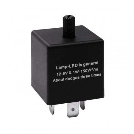 Releu de semnalizare compatibil LED si becuri, 3 pini, reglabil, 12V, 0.1W-150W